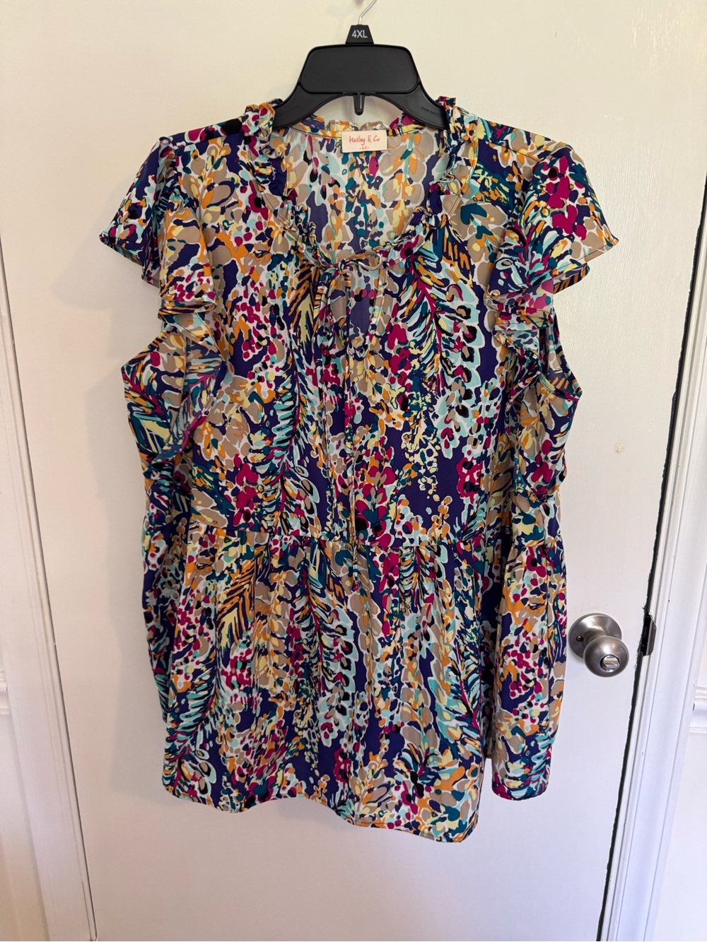 Ruffle Sleeve Floral Tunic Top in Multicolor by Sunday & Co